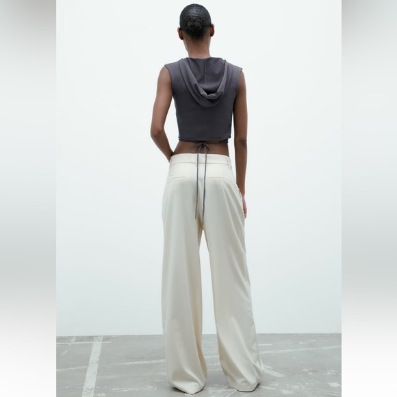 Zara Cropped Grey Wrap Top - Picture 4 of 10